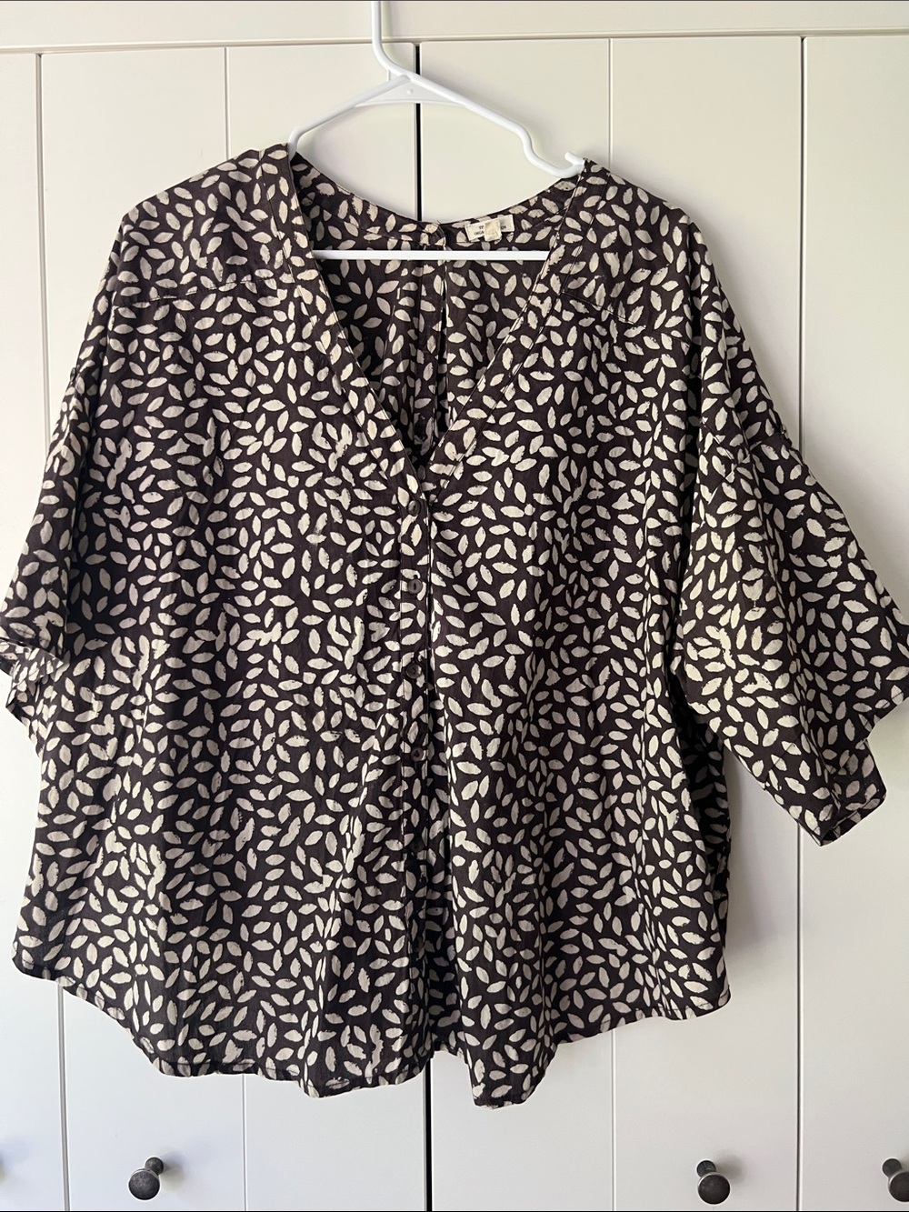 Maiwa Organic cotton Hand Block printed  blouse size  L